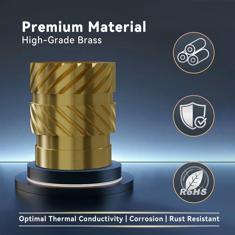 DACKZZM M3 Heat Set Insert, Threaded Inserts for Plastic and 3D Printing (100 Pieces), Brass Metric Knurled Nuts - Insert by Heat into Plastic Parts - Image 4